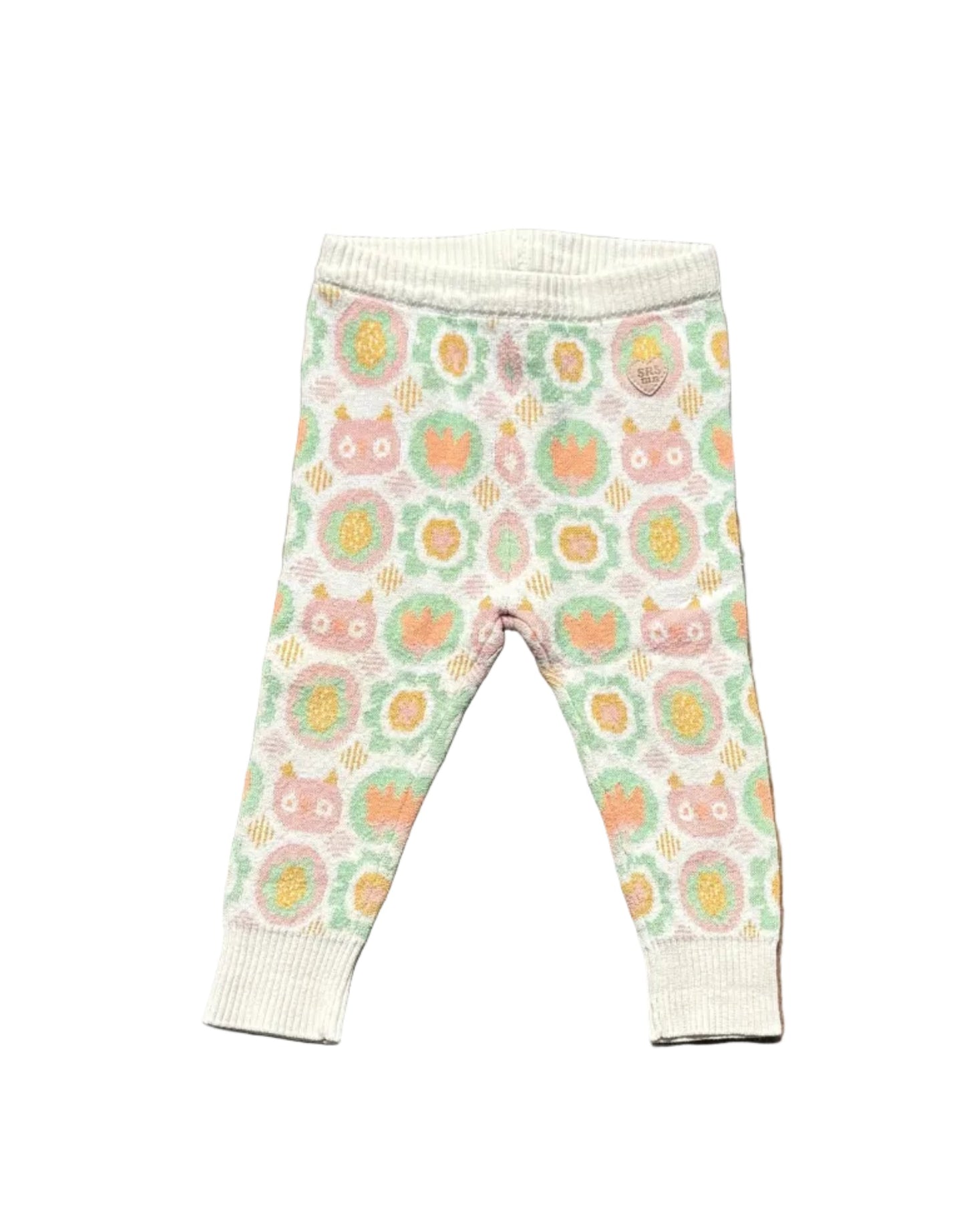 Legging bébé 9-12 mois à motifs animaux, bord-côtes et taille élastique