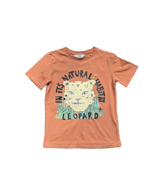 T-shirt enfant H&M rouille avec imprimé léopard multicolore