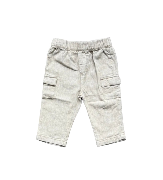 Pantalon bébé Orchestra 6 mois beige clair, taille élastique et poches cargo
