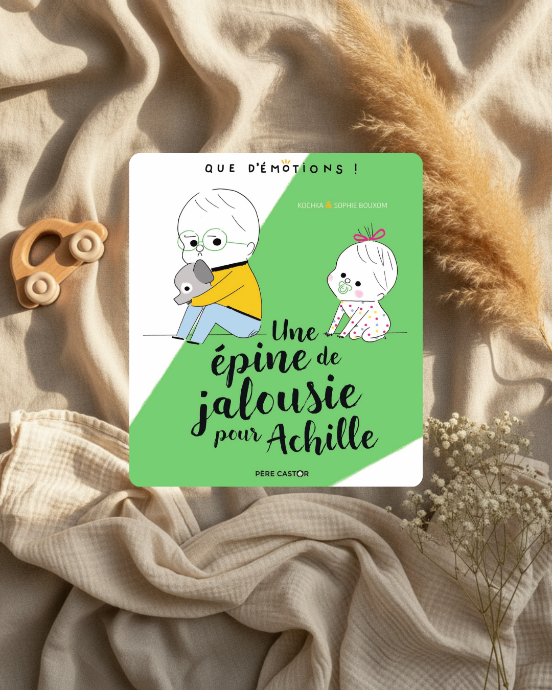 Couverture de livre jeunesse vert avec illustrations de personnages et titre illustré