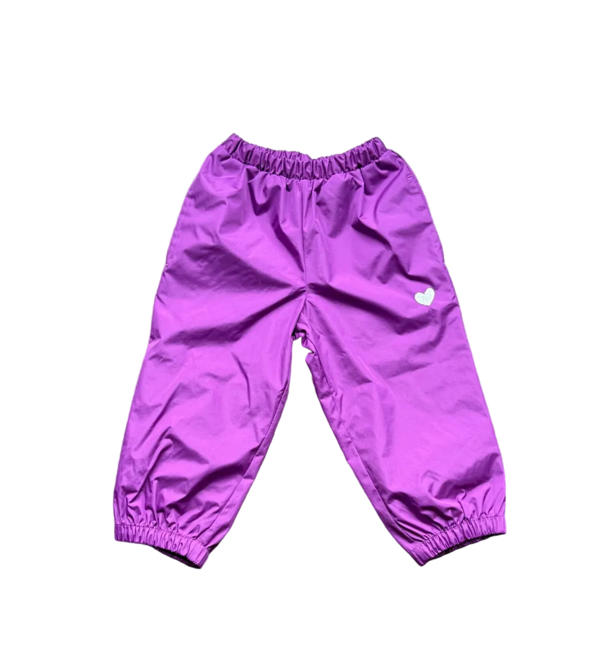 Pantalon mi-saison violet, taille élastique et bas resserré