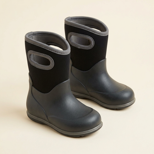 Bottes bébé Bogs noires avec languettes et col rembourré, semelle épaisse