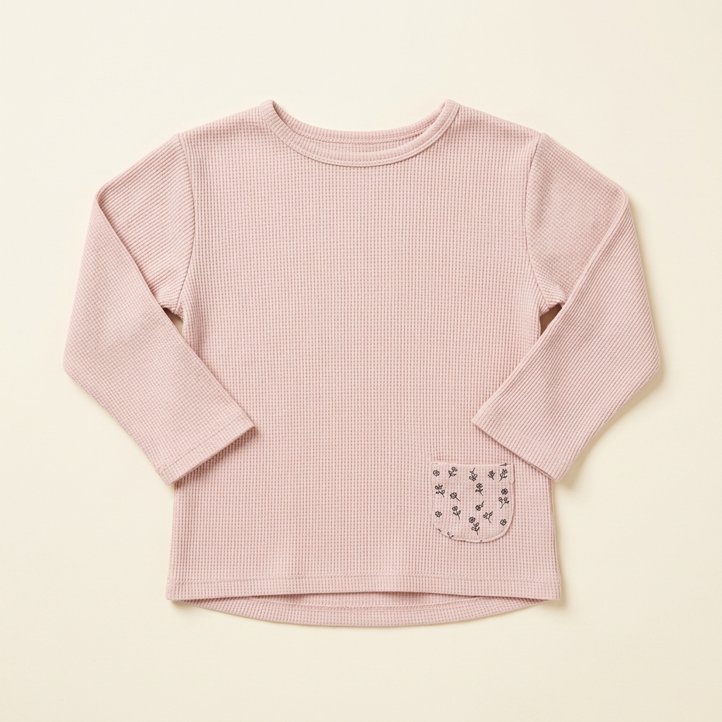 Chandail Zara enfant vieux rose, manches longues, poche brodée devant