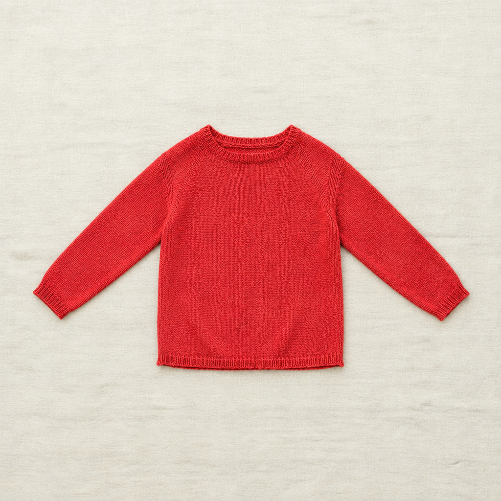 Chandail rouge à manches longues, tricot, encolure ronde, coupe droite 6 ans