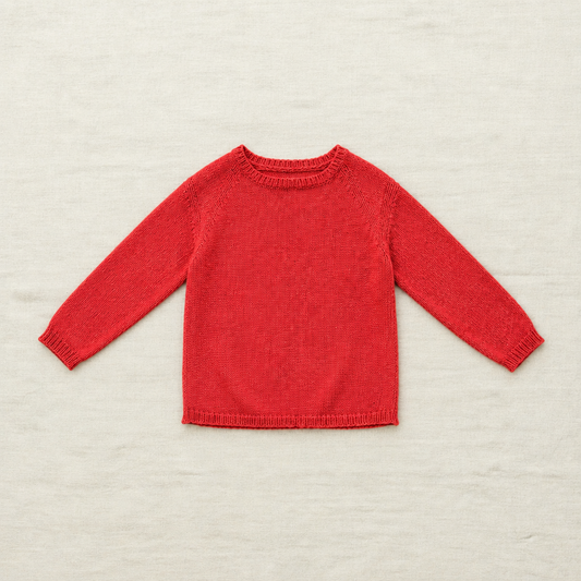 Chandail rouge à manches longues, tricot, encolure ronde, coupe droite 6 ans