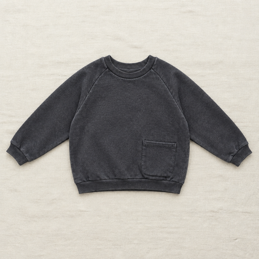 Chandail Zara noir 3-4 ans, col rond, poche poitrine