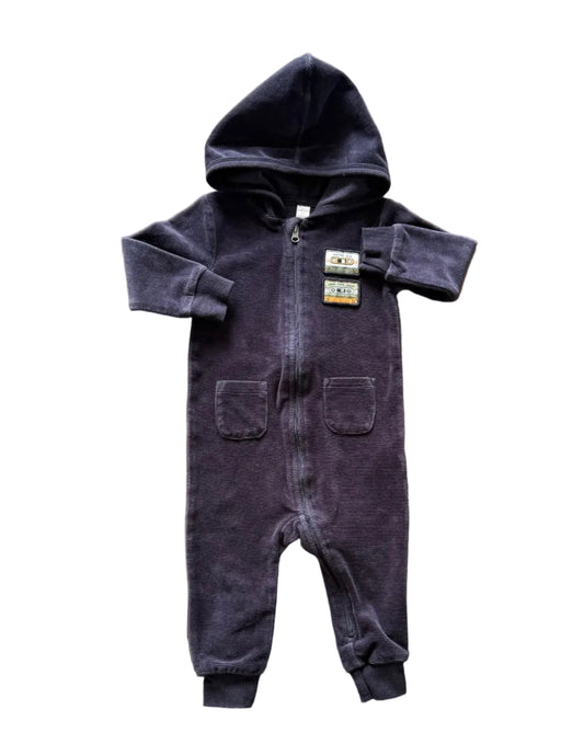 Combinaison bébé marine à capuche, fermeture éclair, poches kangourou