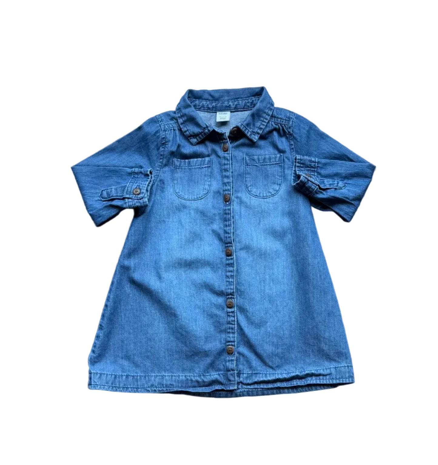 Robe en denim Old Navy bleue, manches courtes, boutonnée et poches poitrine