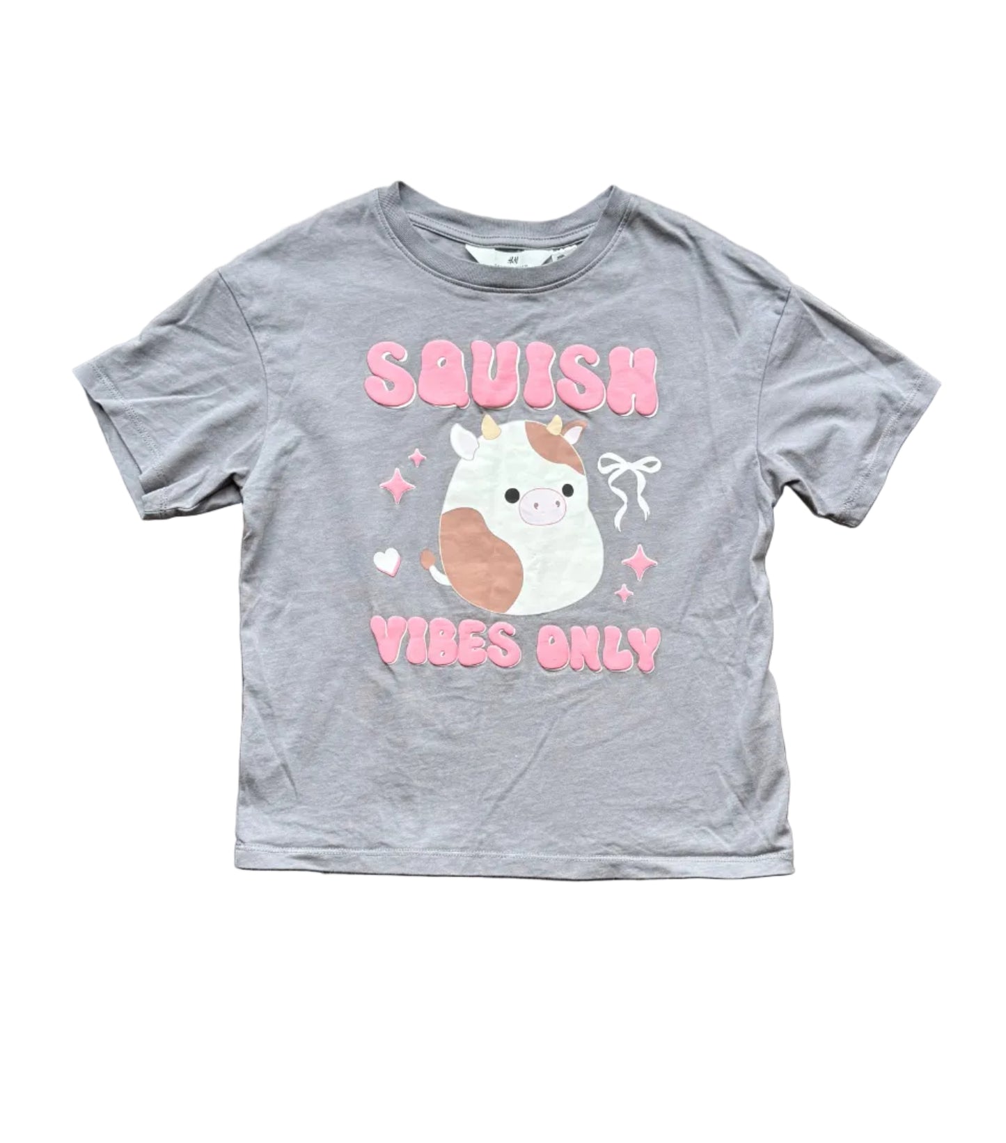 T-shirt enfant gris mauve avec licorne et texte rose