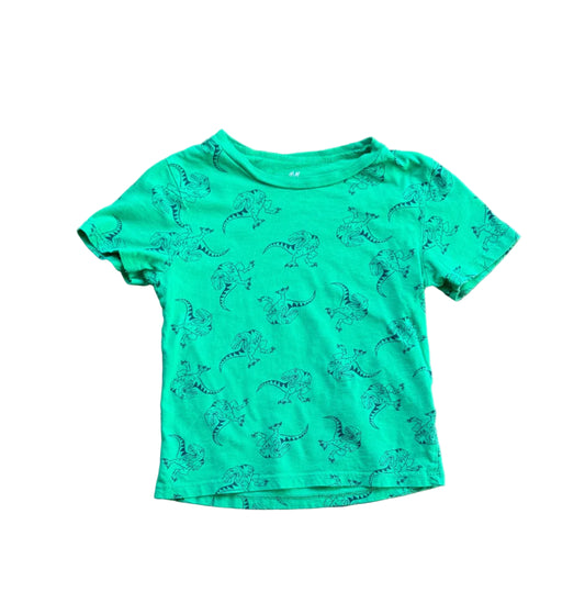 T-shirt enfant vert à motifs animaux, manches courtes, encolure ronde