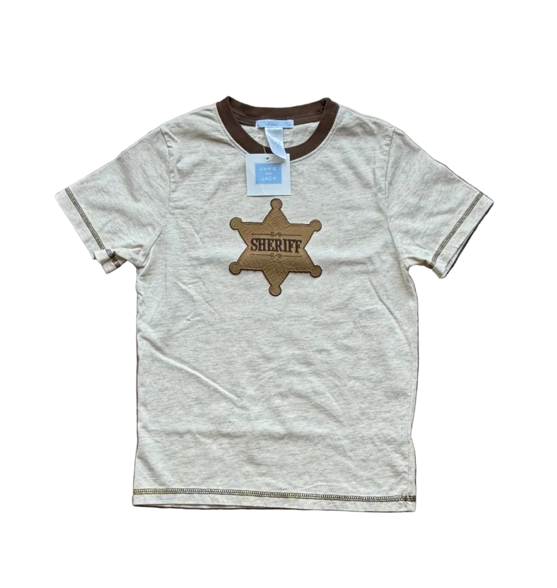 T-shirt enfant beige clair Janie & Jack, manches courtes, col rond, imprimé Sheriff